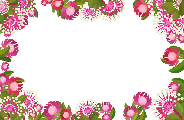 escena de dibujos animados con marco floral colorido flores ilustración para niños - Foto, imagen
