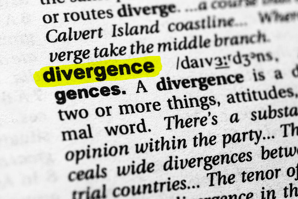 Mot mis en évidence concept de divergence et signification. - Photo, image