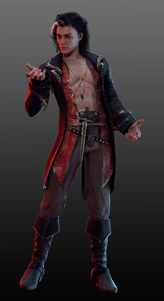 Steampunk or Fantasy Pirate Mage with Bare Chest - Photo, Image