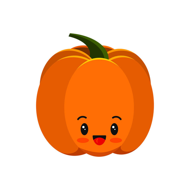 Pumpkin cute character icon isolated on white. - Vector, imagen