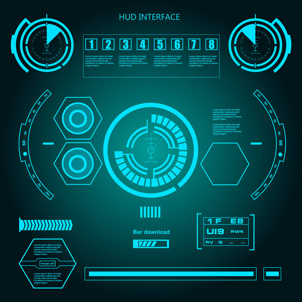 Interface utilisateur tactile graphique virtuelle bleue futuriste - Vecteur, image