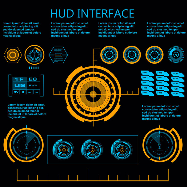 Futuristica interfaccia utente grafica virtuale blu touch - Vettoriali, immagini