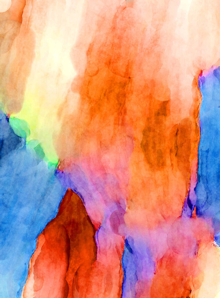 Expressive abstract watercolor artwork. Brush painted digital art painting. Colorful creative watercolor Illustration. - 写真・画像
