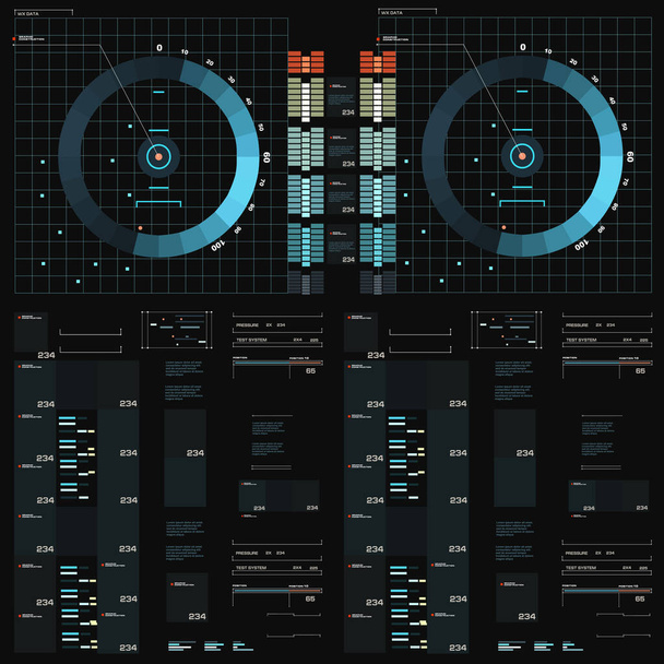 Футуристический синий графический сенсорный пользовательский интерфейс - Вектор,изображение