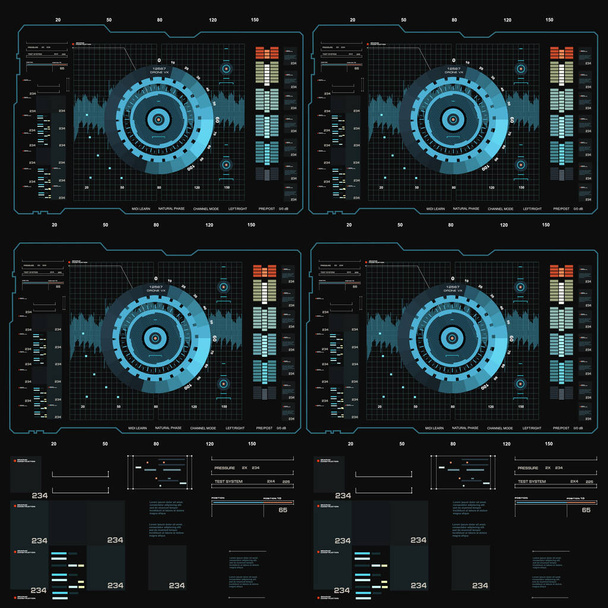 Futurystyczny niebieski wirtualny graficzny interfejs użytkownika touch - Wektor, obraz