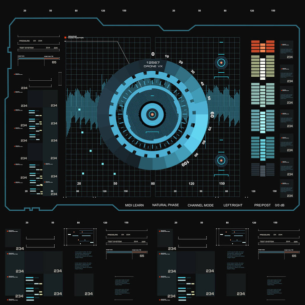 Interface utilisateur tactile graphique virtuelle bleue futuriste - Vecteur, image