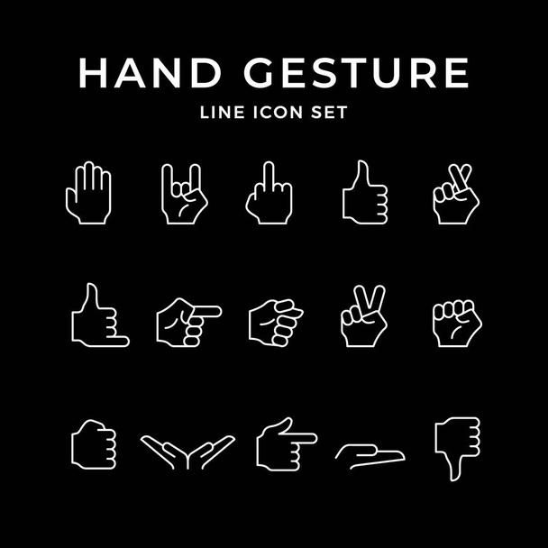 Définir des icônes de ligne de geste de la main - Vecteur, image