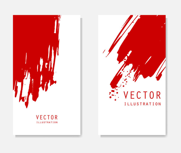 Abstract ink brush banners set with grunge effect. Japanese style. Vector illustration - Vetor, Imagem