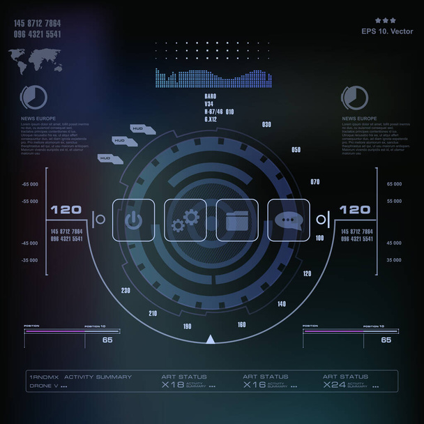 Futurystyczny niebieski wirtualny graficzny interfejs użytkownika touch - Wektor, obraz