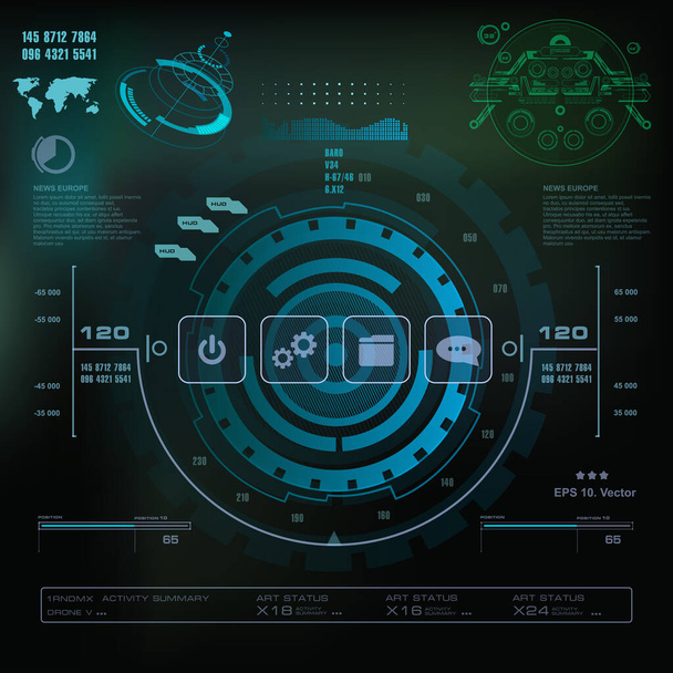 Futuristinen sininen virtuaalinen graafinen touch käyttöliittymä - Vektori, kuva
