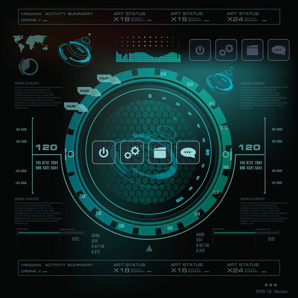 Футуристичний синій віртуальний графічний сенсорний інтерфейс користувача
 - Вектор, зображення