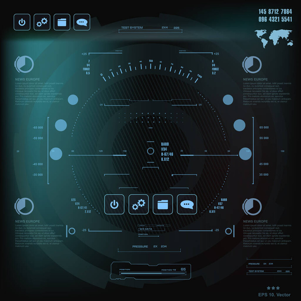 Interfaz de usuario táctil gráfica virtual azul futurista - Vector, imagen