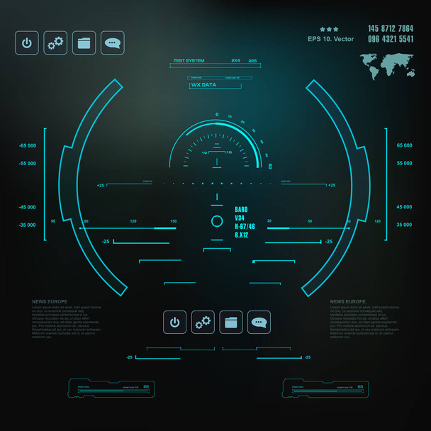 Futuristische blauwe virtuele grafische touch user interface - Vector, afbeelding