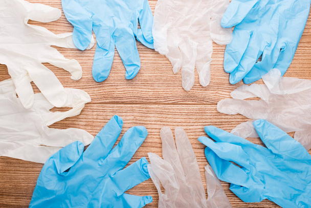 Medical disposable rubber gloves. Protective items. Hand protection. - Photo, Image