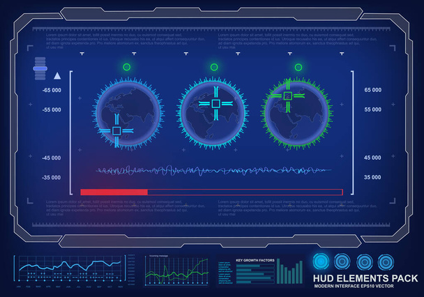 Футуристический синий графический сенсорный пользовательский интерфейс - Вектор,изображение