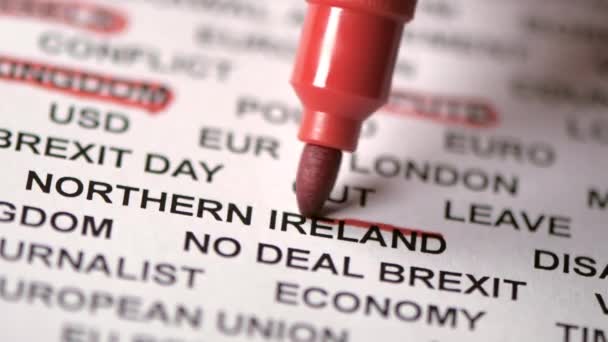 Encircling the word Northern Ireland with the red pen - Footage, Video