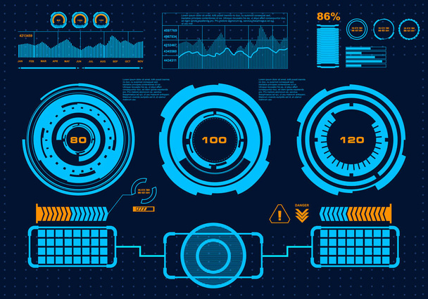 Futuristic blue virtual graphic touch user interface - Vector, afbeelding
