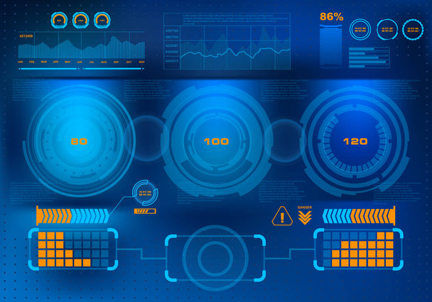Futurista azul virtual interface de usuário toque gráfico - Vetor, Imagem