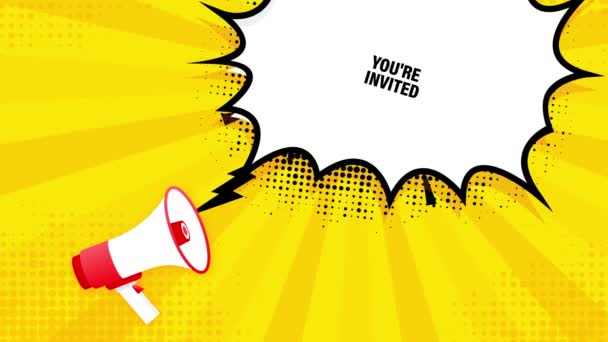 You are invited megaphone yellow banner. Motion graphics. - Footage, Video