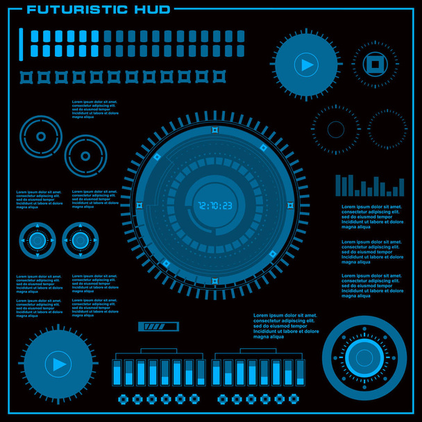 Futuristinen sininen virtuaalinen graafinen touch käyttöliittymä - Vektori, kuva