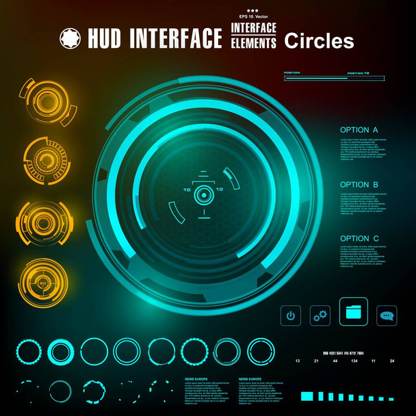 Futurista azul virtual interface de usuário toque gráfico - Vetor, Imagem
