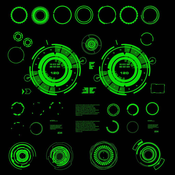 Futurystyczny zielony wirtualny graficzny interfejs użytkownika touch - Wektor, obraz