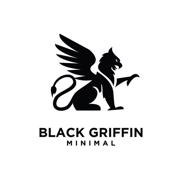 prémium fekete minimális Griffin mitikus lény embléma kabala vektor tervezés logó - Vektor, kép