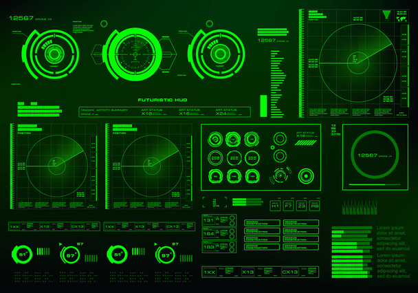 Interfaz de usuario virtual táctil verde futurista - Vector, Imagen