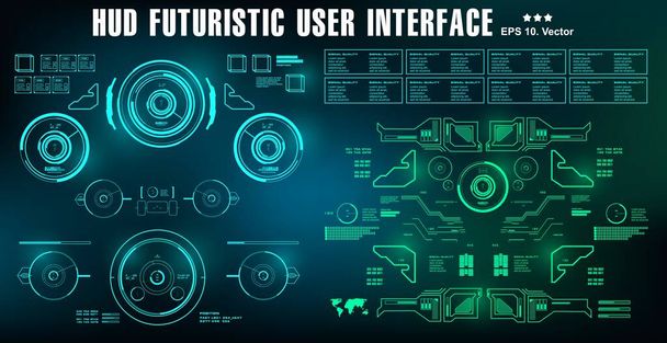 HUD futuristic user interface, dashboard display virtual reality technology screen - Vector, Image