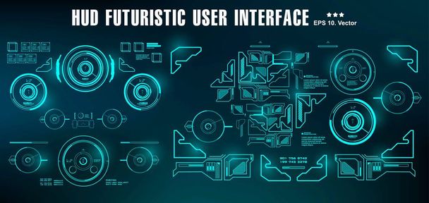 HUD未来的なユーザーインターフェイス、ダッシュボードの表示仮想現実技術画面 - ベクター画像