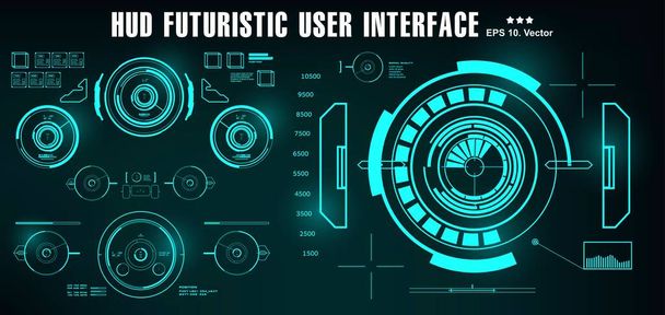 Interface utilisateur futuriste HUD, écran de technologie de réalité virtuelle d'affichage de tableau de bord - Vecteur, image