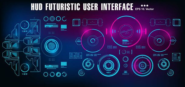 Interfaz de usuario futurista HUD, pantalla de tecnología de realidad virtual de pantalla de panel de control - Vector, imagen