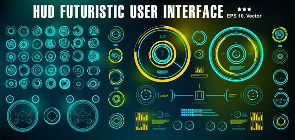 HUD futuristic user interface, dashboard display virtual reality technology screen - Vector, Image