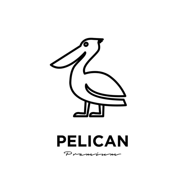 black pelican line logo vector icon illustration isolated design - Vektor, obrázek