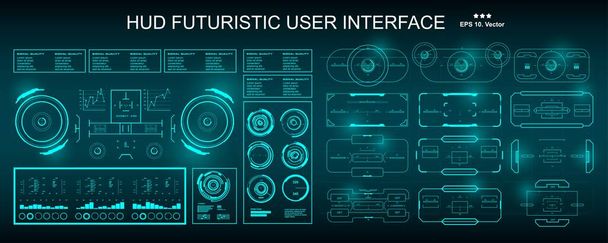 HUD futurisztikus felhasználói felület, műszerfal virtuális valóság technológia képernyő - Vektor, kép