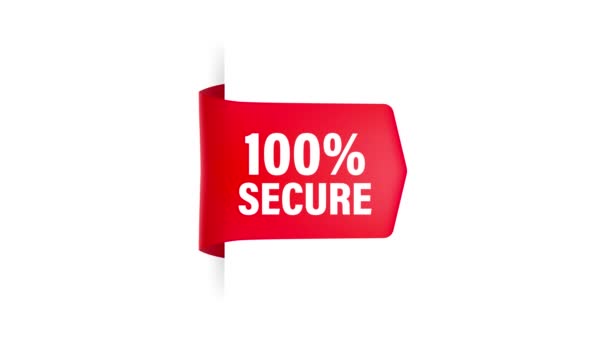 Icon mit rotem 100 Secure Ribbon für Konzeptdesign. Geschäftskonzept. Bewegungsgrafik. - Filmmaterial, Video