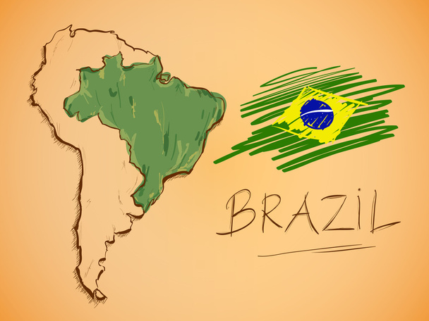 Mapa Brazylia i Flaga narodowa - Wektor, obraz