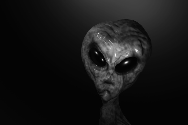 Alien Gesicht isoliert auf schwarzem Hintergrund. - Foto, Bild