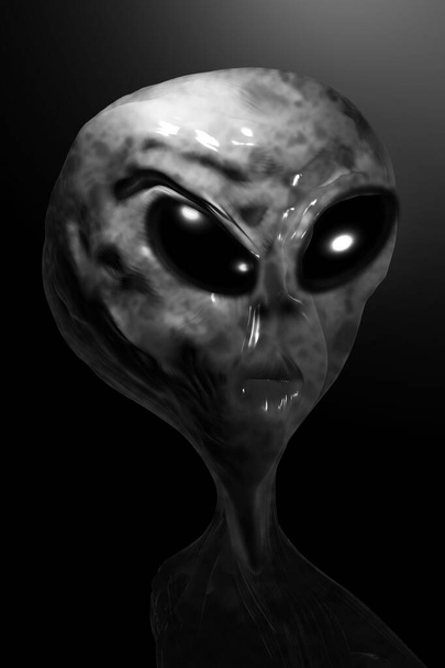 Alien face isolated on black background. - Фото, зображення