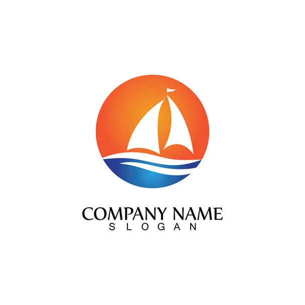 ocean cruise linear ship silhouette simple linear logo-vector - Vector, Image