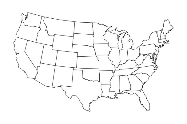 Υψηλός λεπτομερής χάρτης των ΗΠΑ με σύνορα κρατών - Διάνυσμα, εικόνα