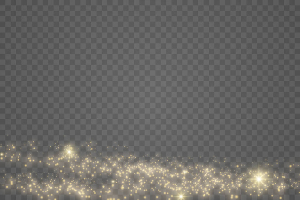 Partículas de polvo amarillo, chispas doradas, luces, estrellas - Vector, Imagen