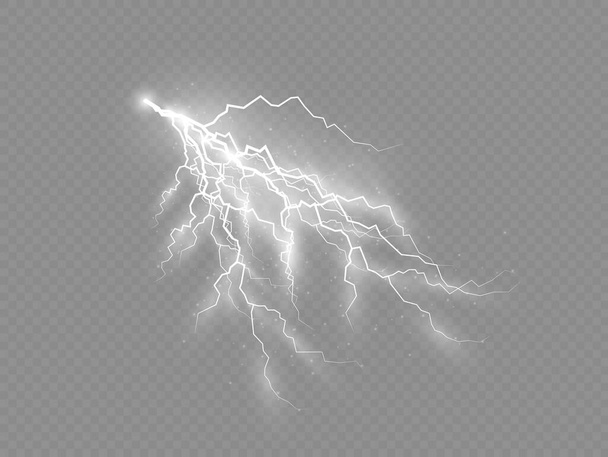 Conjunto de cremalleras, tormenta eléctrica y relámpagos efecto. - Vector, imagen