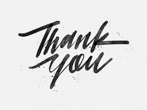 thank you. Hand written lettering isolated on white background. water color style on white paper. - Photo, Image