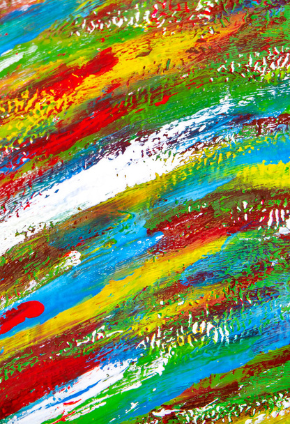 Sok színes fényes színes festék vonalak vászon közeli kép. - Fotó, kép