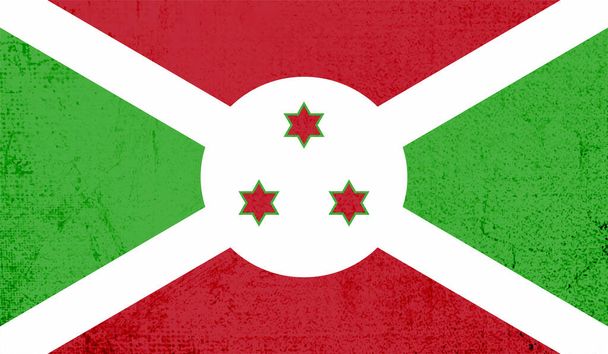 Burundská národní vlajka vytvořená v grunge barvě, styl - Vektor, obrázek