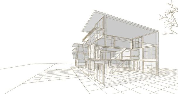 townhouse schets 3d rendering concept - Foto, afbeelding