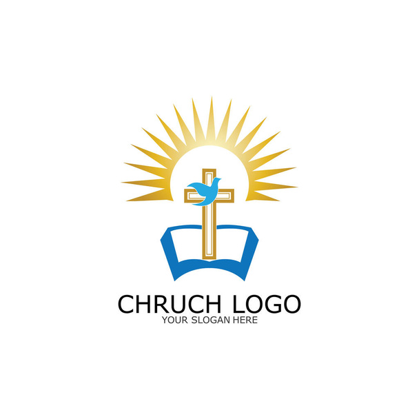 Символ церкви, Библия и крест иезуитов - Вектор,изображение