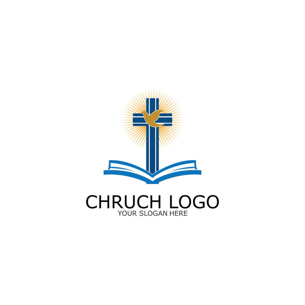 logo church.christian symbol,the bible and the cross of jesus christ-vector - Vector, Image