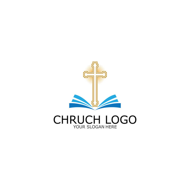 логотип church.christian symbol, Біблія і хрест Ісуса Христа-вектора
 - Вектор, зображення